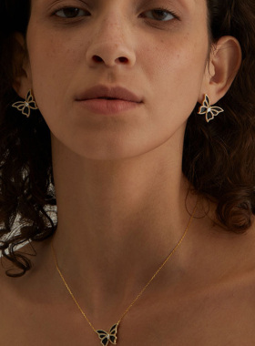 ZIVGREY镶钻白贝母蝴蝶吊坠项链