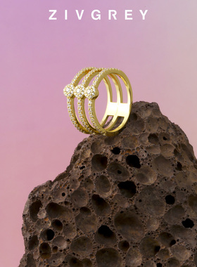 ZIVGREY轻奢纯银三圈锆石戒指