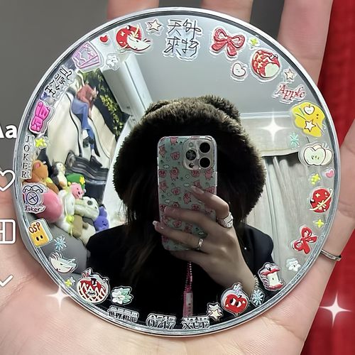 旅行拍照小圆镜手工diy拍照打卡神器高清凸面镜室外广角拍摄道具 - 图0