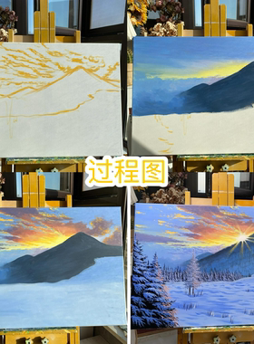 纯手绘来图定制油画人物玄关客厅丙烯装饰画成品别墅风景大芬村
