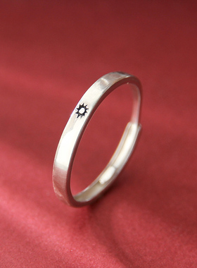 925银情侣日月戒指时尚个性气质