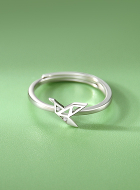 925银轻奢千纸鹤简约戒指送女友