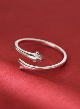 925银萌系海豚戒指简约气质时尚