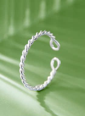 925银简约麻绳戒指时尚个性尾戒