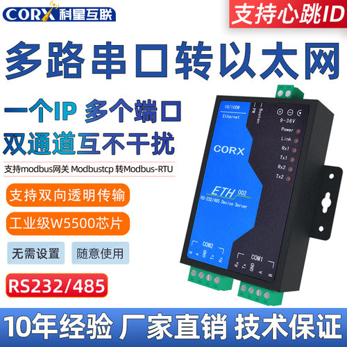 12458网口wifi工业级串口服务器RS485/232转以太网tcpip双向透传通讯服务器模块Modbus网关导轨式物联网008E - 图0