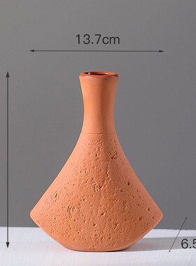简约红土陶瓷花瓶ins桌面水培干花插创意橱柜样板间家居装饰摆件