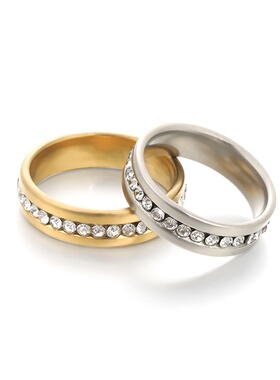 2025新款6mm钛钢个性钻情侣对戒小众设计简约不掉色胶粘饰品