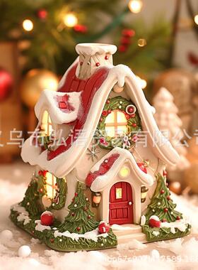 圣诞节礼物雪景氛围布置道具微景