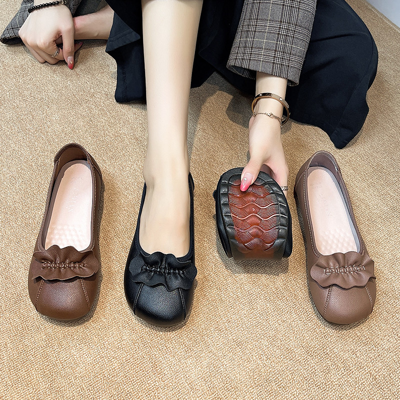 爆款休闲风豆豆鞋女2026春季新款妈妈鞋女时尚软底舒适乐福单鞋女,淘宝优惠券,粉丝福利购,淘宝优惠卷