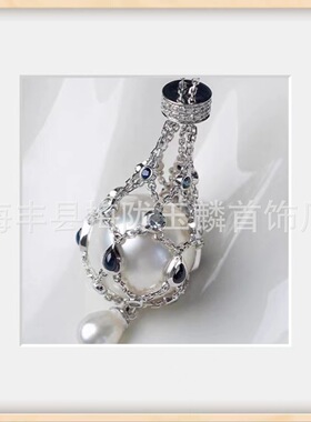 tiok爆款珍珠项链毛衣链金属网兜