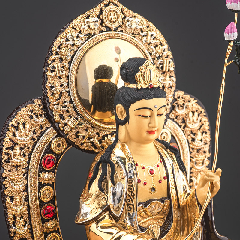 贺玉吉佛具纯铜鎏金西方三圣佛像 贺玉吉摆件