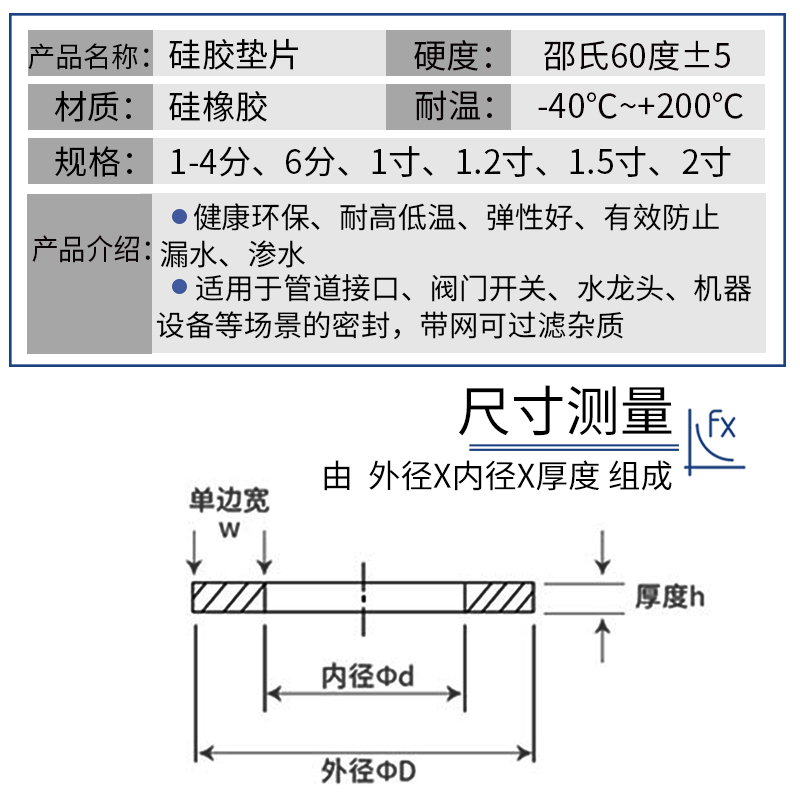 六分1寸硅胶平垫水管垫片热水器淋浴接头4分平垫圈防水防漏密封圈