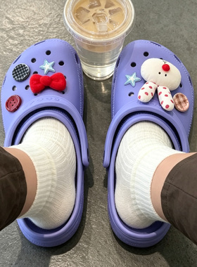 MKOP洞洞鞋配饰高级感鞋扣配件紫色兔子蝴蝶结装饰鞋花适配Crocs