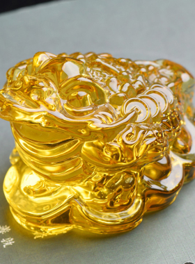 琉璃三足金蟾蜍招财摆件装饰品