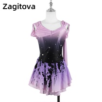 ZAGITOVA Design figure skating performance dress girl skating dress Childrens adult race test class sleeveless ink
