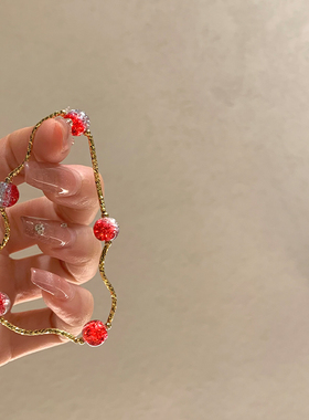 showdigu粉色琉璃手链