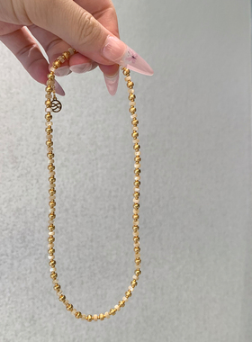SHOWDIGU复古金色串珠项链