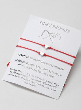 Vintage heart-shaped wax rope woven Bracelet women 蜡绳手链