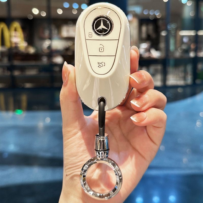 适用奔驰新C级钥匙套C200L壳C260L新S级E级GLC包CLE车EQSEQE扣女 - 图0