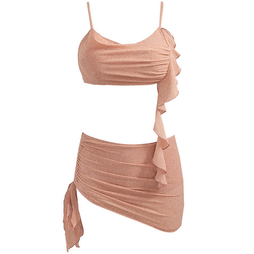 WESWIM度假风比基尼泳衣女绝美沙滩小胸粉色飘带仙气分体海边温泉 - 图3