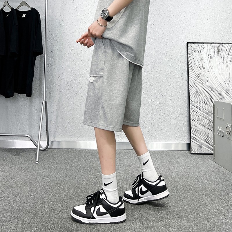 夏季新款华夫格透气休闲运动服套装男装全套