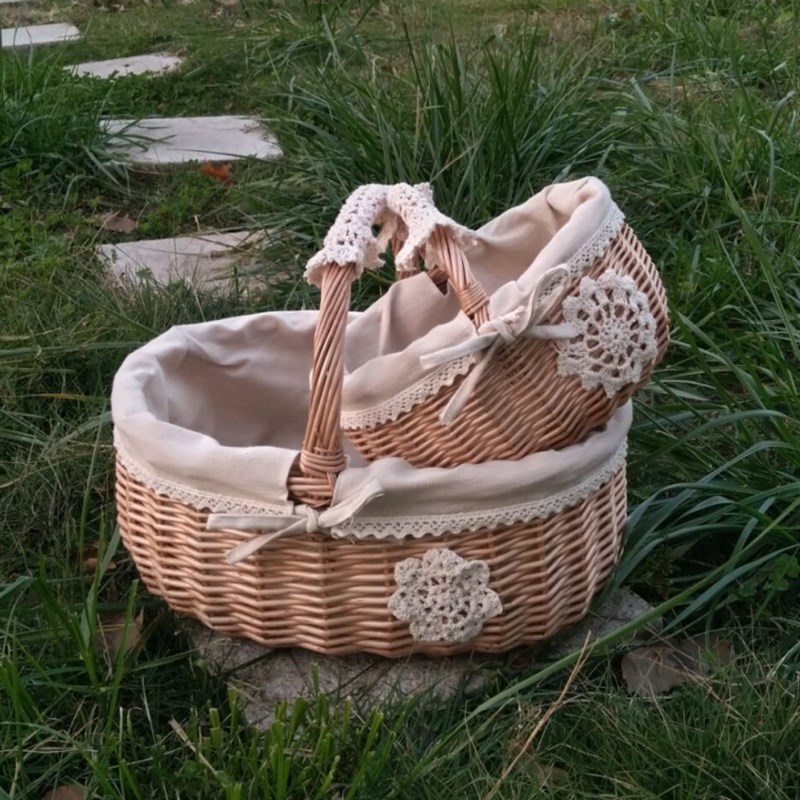 藤编柳编收纳篮菜篮鸡蛋篮子手提编织野餐篮水果篮小礼品竹篮花篮 - 图0