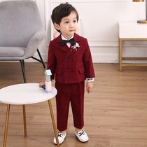 Male Baby Birthday Dress Flower Boy Boy Suit Suit Boy Baby Catch Zhou West Suit Autumn Winter Children Red