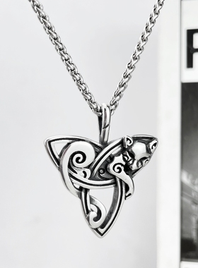 维京狐狸凯尔特三位一体结男项链