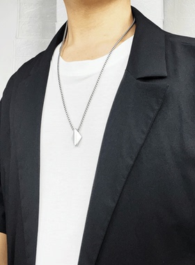 POYO轻奢极简钨金几何菱形吊坠质感男士个性简约钨钢项链嘻哈饰品