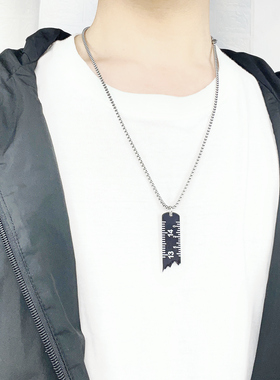 潮男女钛钢一生一世1314断尺项链