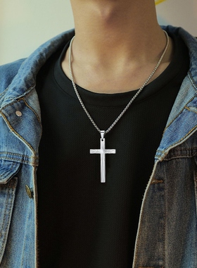 简约钛钢男女圣光芒折射线项链