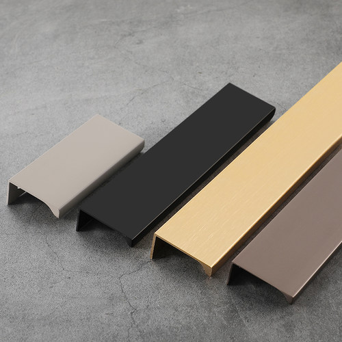 现代简约隐形拉手羊绒灰贝壳白衣橱柜门把手加长铝合金爱格同色 - 图2