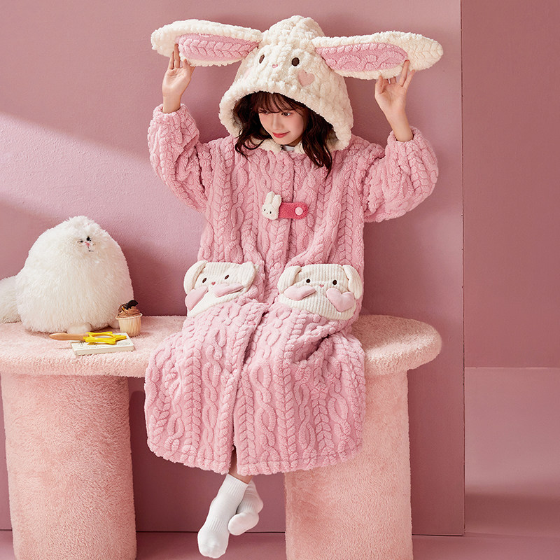 儿童睡衣长款女童秋冬法兰绒斗篷睡袍2025新款珊瑚绒亲子母女浴袍,淘宝优惠券,粉丝福利购,淘宝优惠卷