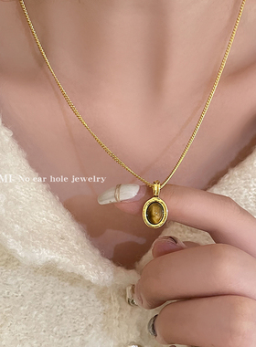 美拉德猫眼石叠戴项链女