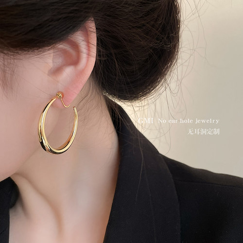 素圈金属蚊香盘耳夹女2025新款轻奢高级感耳环耳钉夸张无耳洞耳饰 - 图0