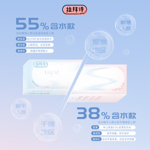 拉拜诗日抛双子片light隐形眼镜轻薄近视高清水润透明30片旗舰 - 图0