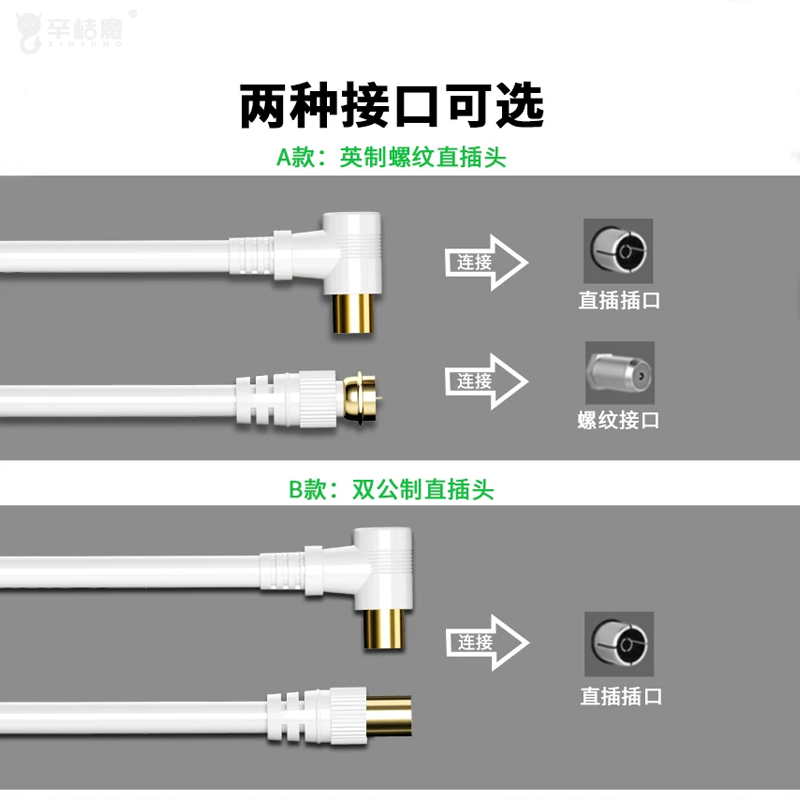 辛桔魔 东方有线电视线歌华机顶盒连接线双英制螺纹口高清信号RF头,淘宝优惠券,粉丝福利购,淘宝优惠卷