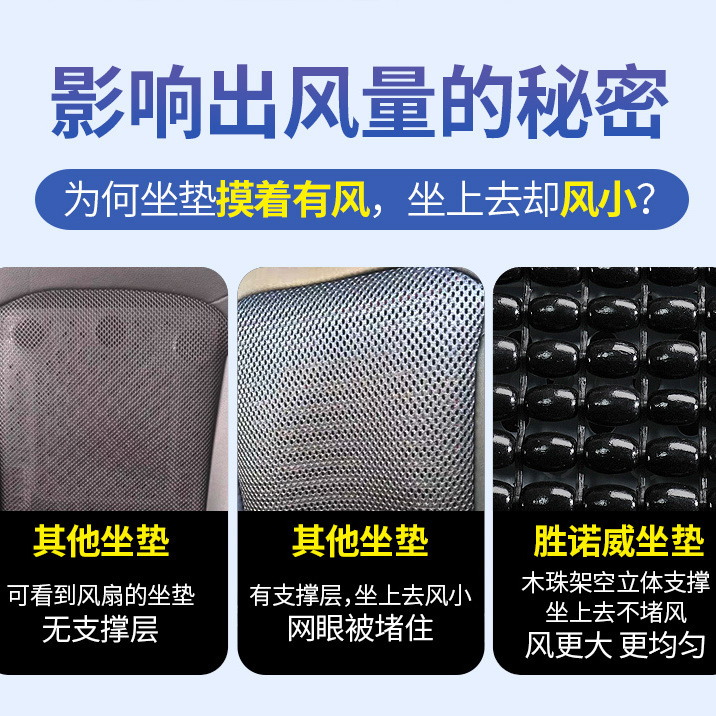 木珠汽车座椅通风坐垫夏季吹风制冷凉垫带风扇货车散热透气按摩 - 图1