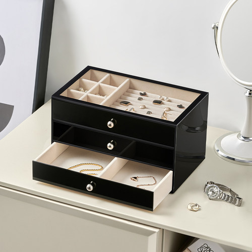 亚克力首饰收纳盒精致珠宝首饰盒耳钉项链戒指2025款大容量收纳盒 - 图0