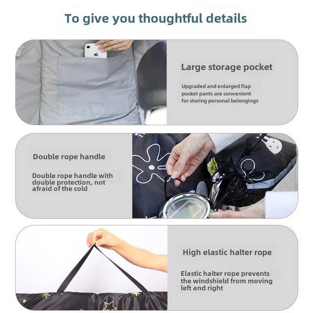 New electric vehicle windshield quilt winter double-sided waterproof plus velvet thickened warm motorcycle windshield suitable for all seasons