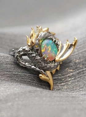 守护者巨龙戒指立体浮雕潮流霸气小众高级设计感个性独特尾戒配饰