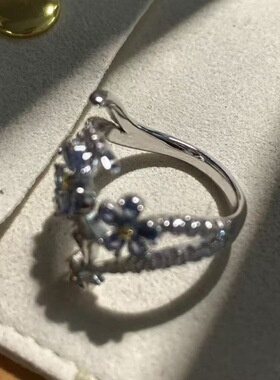 【恋与深空】沈星回星辰浅紫色花朵戒指精致优雅镶钻花卉食指戒