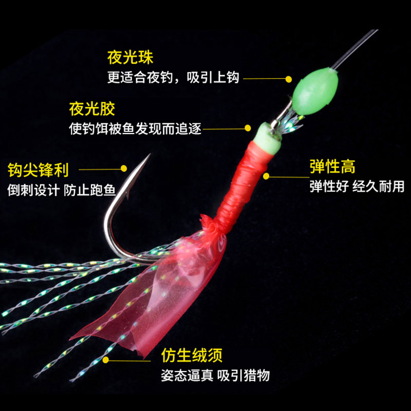 白条翘嘴仿生串钩钓组红皮鱼皮假饵金丸世路亚鱼钩夜光4号5号3号-图1