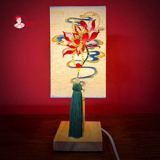 荷花台灯 国风景泰蓝掐丝珐琅画diy材料包  中国非遗手工传承礼物