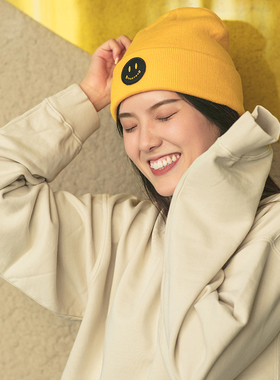 伪装笑脸系列beanie翻边男女冷帽