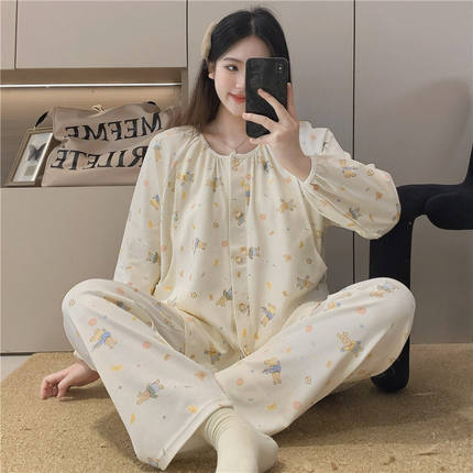 月子服春秋产后孕妇家居服套装大码哺乳睡衣产妇怀孕期女款夏季