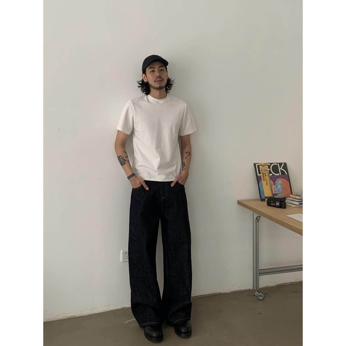 INKNOTS复古巴黎扣直筒单宁原色牛仔裤男女潮牌cleanfit宽松长裤,淘宝优惠券,粉丝福利购,淘宝优惠卷