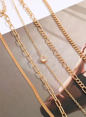 Bracelet set 5 pieces蛇骨炼套装5件套镶钻炼条多层叠戴手錬女