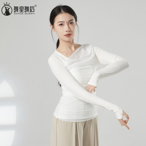 2026春夏新款现代舞蹈服网纱长袖上衣女练功服古典舞形体服显瘦 - 图2