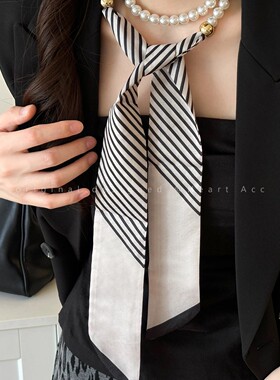 法式高级感珍珠丝巾项链女